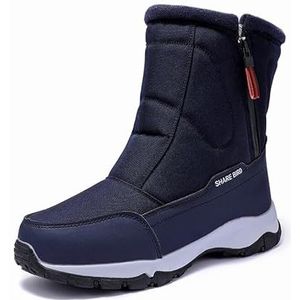 Women's Winter Snow Boots Warm Fur Lined Waterproof Non-slip Zipper Insulated Mid-Calf Boots (Color : Blue, Size : 42 EU)