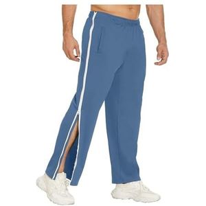 Revalidatiebroek For Dames En Heren M-3XL, Joggingbroek For Heren, Wijde Joggingbroek, Trainingsbroek Met Zijopening, Sportbroek, Elastische Tailleband, Strepen, Revalidatiebroek Met Zakken(Blue,XXL)