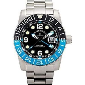 Zeno Watch Basel herenhorloge analoog kwarts met roestvrij stalen armband 6349Q-GMT-a1-4M