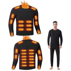 Verwarmde thermische wintertops voor heren/elektrisch verwarmd thermisch ondergoed met lange mouwen,3 verwarmingsniveaus,26 zones verwarmd,geschikt voor buiten en bergbeklimmen (heren-zwart-XL)