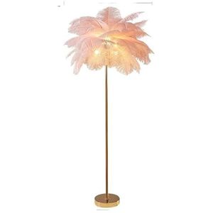 Veren vloerlamp Veer vloerlamp for woonkamer, moderne staande lamp met 3 kleuren dimbaar, led vloerlamp romantische woonkamer/slaapkamer led licht,160cm(Color:160cm,Size:Pink)
