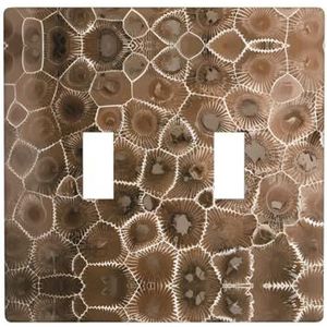 ZhaoYuGoods Petoskey Stenen Print Muurplaat, Dubbele Toggle Lichtschakelaar Outlet Cover 2-Gang 11,4 cm x 11,4 cm, PC Decoratieve Voorplaat voor Thuis & Kantoor