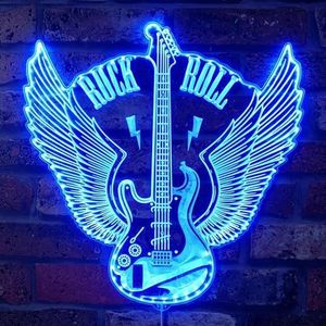 ADVPRO Gitaar Angel Wings Rock n Roll Muziek RGB Dynamisch Glam LED-bord - Cut-to-Edge Vorm - Slimme 3D Wanddecoratie - Multicolor Dynamische Verlichting st06s66-fnd-i0026-c