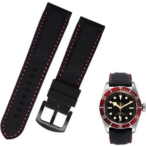 dayeer Zachte heren siliconen horlogeband voor MIDO Sport rubberen vervangende bandarmband (Color : Black Red Black, Size : 20mm)