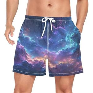 Space Starry Night Star zwembroek voor heren, sneldrogend, met zakken, Leuke mode, S