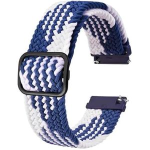 INEOUT Mannen Nylon Horlogebanden Verstelbare Gevlochten Loop Bandjes 18mm 19mm 20mm 22mm Horlogeband Quick Release Sport Horlogeband (Color : White Blue-B, Size : 22mm)