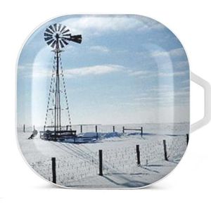 Windmolen oordopjes hoesje compatibel met Samsung hard shell beschermhoes wit stijl