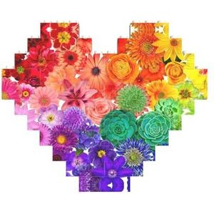 Regenboogbloemen legpuzzel - hartvormige bouwstenen puzzel-leuk en stressverlichtend puzzelspel