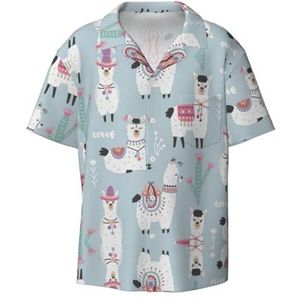 YJxoZH Leuke Alpaca Print Heren Jurk Shirts Casual Button Down Korte Mouw Zomer Strand Shirt Vakantie Shirts, Zwart, XXL