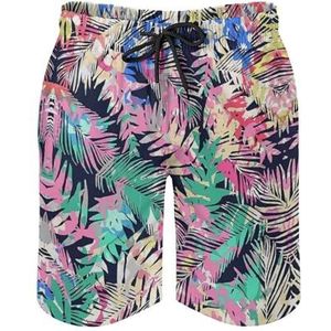 SANYJRV Licht zachte en ademende shorts, heren klassieke pasvorm Hawaii zwembroek, elastische trekkoord korte broek, Kleur 6, XS