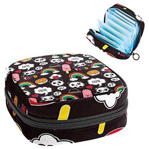 Leuke Panda Rainbow Ice-Lolly,Periode Pouch Draagbaar,Tampon Opbergtas,Tampon Houder voor Portemonnee Vrouwelijke Product Organizer, Meerkleurig, 4.7x6.6x6.6 in/12x17x17 cm