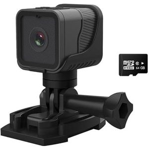 Actiecamera Draadloze Camera Wifi Mini DV Camcorder for Vloggen Video Sport 1080P HD Camera Video Surveillance Draadloze Ondersteuning 256G (Color : Nero, Size : Camera add 64G)