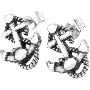 Noordse Anker Stud Oorbellen Voor Mannen Vrouwen - Viking Vintage RVS Anker Amulet Oorbellen - Handgemaakte Metalen Nautische Touw Anker Oorbellen Piraat Sieraden