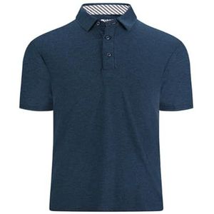 Heren poloshirt met korte mouwen, effen kleur, sport, sneldrogend, golfpolo's, T-shirts voor de zomer (XXS-6XL), Donkerblauw, XS