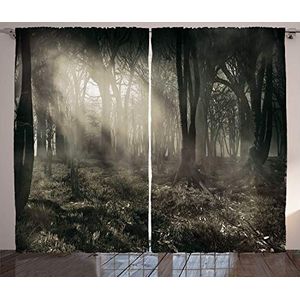 ABAKUHAUS gotisch Gordijnen, Nostalgische Dark Forest, Woonkamer Slaapkamer Raamgordijnen 2-delige set, 280 x 245 cm, Bruin