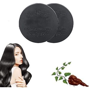 2 stuks shampoobar for zwart en dik haar, haarverduisterende shampoobar, organische grijze omgekeerde shampoobar, bevordert de haargroei en voorkomt haaruitval