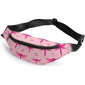 Roze Libellen Gedrukt Fanny Pack Crossbody Verstelbare Taille Riem Tas Voor Mannen Vrouwen Reizen Wandelen Outdoor