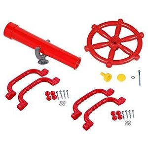 Speeltoren accessoires stuurwiel + telescoop + 2x handgrepen in een set goedkoop speelhuis (rood)