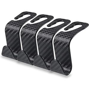 Jsorum 4 Pack Autostoel Hoofdsteun Haak, Koolstofvezel Auto Haak Hangers Opslag Organizer, Auto Achterbank Koolstofvezel Hoofdsteun Haak voor Tas Portemonnee Doek Kruidenier
