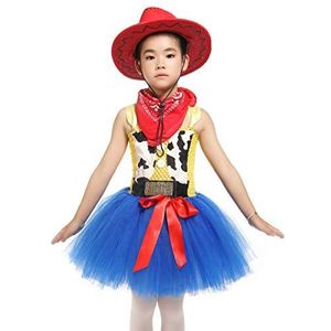 Jessie Fancy Dress Up Cowgirl kostuum tutu jurken met bandana prinses fancy Halloween verjaardag party outfit (L)