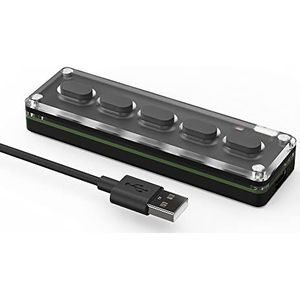 5 Toetsen Aangepast Draadloos Toetsenbord Bluetooth-compatibel Type-C Eenhandig Toetsenbord DIY Snelkoppeling Kopiëren Plakken voor Office Gaming (zwart)