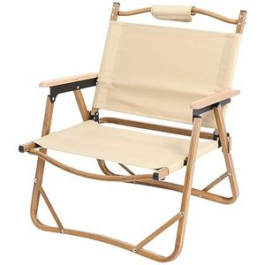 Opvouwbare campingstoel oversized zware gewatteerde outdoor camping visstoel, aluminium draagbare vouwstoel, lager 120 kg, dikker 600D Oxford (bruin)