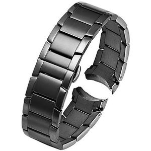 LUGEMA 22 MM Compatibel Met Armani AR2448 2447 2432 2433 2458 2434 2453 Massief Roestvrij Stalen Horlogeband Modetrend Band Accessoires Zwarte Band (Color : Black, Size : 22mm)