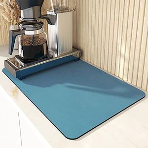 Hovoto Afdruipmat voor servies, afdruipmat, afdruipmat, siliconen, koffiezetapparaat, absorberende droogmat voor keuken, toonbank, bar, marineblauw, 40 x 60 cm