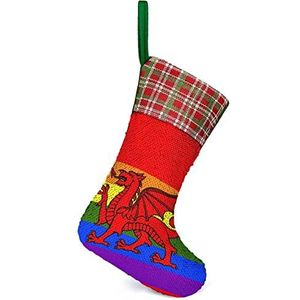 Wales Vlag Regenboog Magische Kerst Kousen Pailletten Kleur Veranderende Opknoping Decor voor Gift Kerstdag Xmas Boom Open haard