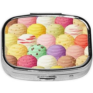 Mini vierkante pillendoos, medicijnorganizer, ijs, draagbare EHBO-doos, reispillendoos met 2 vakken, kleine pillendoos voor zak of portemonnee