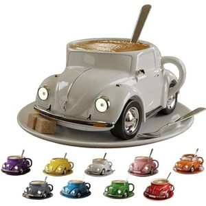 JDZYFFS Koffiekopjes - mok, 3D kevervormige koffiemok kunst sculptuur standbeeld, handgemaakte keramische kevervormige koffiemokken, nieuwigheid theekop home office decor auto vormige koffiemok (D)