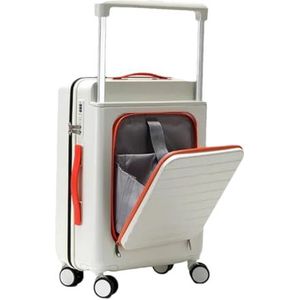 Suwequest Trolley Case voor Universele Wielen Reizen Koffer Rolling Bagage Case Achteropening Brede Bar Lichtgewicht Bagage Valises, Oranje-rood, 24 inch