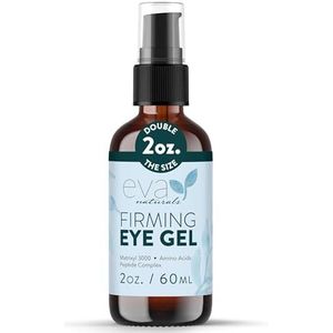 Eye Gel - Grotere fles van (60 ml) - Beste verstevigende oogcrème van Eva Naturals tegen donkere kringen, gezwollen oogleden, kraaienpootjes, fijne lijntjes en rimpels onder de ogen