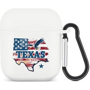 Amerikaanse Texas Vlag Ea-gle Leuke Case Voor AirPods 2&1 Schokbestendige Beschermende Hoofdtelefoon Gevallen Cover Met Sleutelhanger Voor Mannen Vrouwen