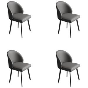 Eetkamerstoelen Moderne eetkamerstoel Gebogen lederen waterdichte stoel Rugstoel Gestoffeerde keukenstoel Loungestoel Kapstoel voor Thuiskeuken en Café-bar (Color : D, Size : 4pcs)