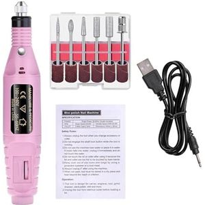 Nagelschuurmachine Set Elektrische nagelboormachine Slijpapparatuur Frees for manicure pedicure Sterke polijstgereedschappen(Pink)
