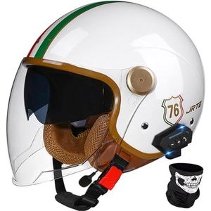 Bluetooth Motorhelm Jethelm Met Vizier ECE Goedgekeurde 3/4 Half Open Motorhelm Met Luidsprekermicrofoon Voor Dames En Heren Voor Scooter Racing Valhelm G