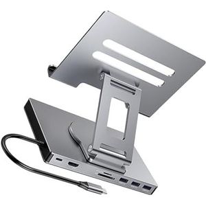 Aanpassing USB C Docking Station Stand 100 W Power Delivery Aluminium Beugel Ethernet 3.5mm Uitgang Opvouwbare Base Aluminiumlegering Draagbare USB Adapter