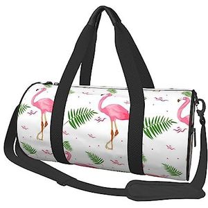 Sporttas Reizen Duffel Bag Witte Flamingo Print Nachttas, Zwart, Eén maat, Reisplunjezak