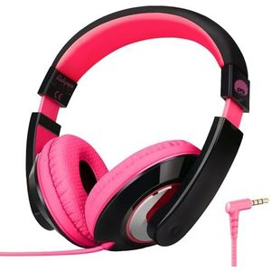 RockPapa Over Ear Stereo Hoofdtelefoon Oortelefoon voor Volwassenen Kinderen Jongens Meisjes, MP3/4 CD/DVD Tablet Computer SmartPhone Zwart & Roze