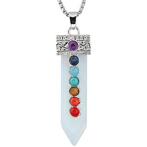 Gem Stone Sword Taper Hanger Ketting Sliver Color Healing 7 Chakra Crystal Pendulum Reiki Sieraden-Opal Opalite