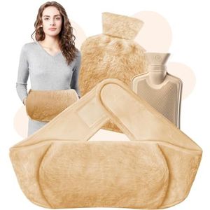 3-in-1 warmwaterkruik, 1,2 l hoes inclusief, rubberen kruik voor pijnverlichting nek, schouder, rug, taille, menstruatiepijn, kinderen, volwassenen, ouderen, vrouwen