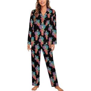 Boho Olifant Bloemen Lange Mouw Pyjama Sets Voor Vrouwen Klassieke Nachtkleding Nachtkleding Zachte Pjs Lounge Sets