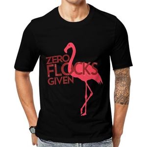 Cute Zero Flocks Given Flamingo grafisch T-shirt met korte mouwen voor heren ronde hals print casual T-shirt XL