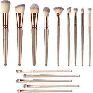 Multifunctionele Make-upborstel Make-upkwastenset 14-delige Oog- En Gezichtsmake-upkwasten Met Synthetische Haren Oogmake-up Kwasten voor Dames(Brown)