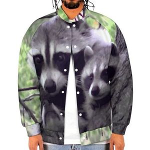 Sweet Raccoon Grappige Mannen Baseball Jacket Gedrukt Jas Zachte Sweatshirt Voor Lente Herfst