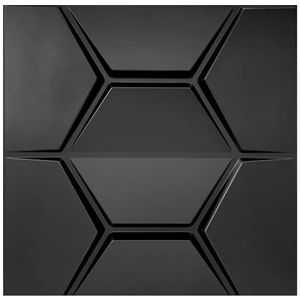 3D-panelen, pvc-kunststof panelen, wandpanelen, gaming, kamer, plafond, 3D-look, zeshoek, pvc, 3D-platen, 20 stuks, D154, zwart