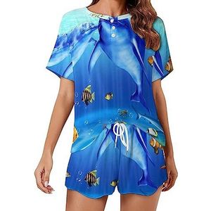 D-olphin Kiss Fashion 2 STKS Womens Pyjama Sets Korte Mouw Nachtkleding Zachte Loungewear Stijl