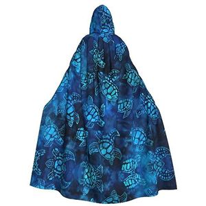 GAGALU Halloween Hooded Robe Mantel Zee Schildpad Blauw Gedrukt Cosplay Kostuum Kerst Heks Vampier Mantel Voor Vrouwen Mannen