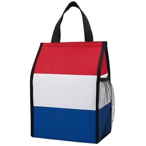 Vlag van Nederland Draagbare Lunch Bag Herbruikbare Geïsoleerde Koeler Picknick Tote Box Opvouwbare Tas Met Zak